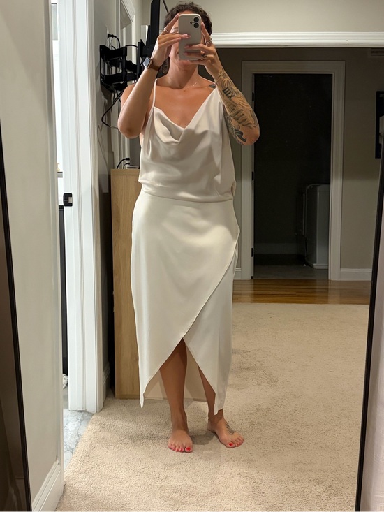 Dresses & Skirts - Satin Cowl Neck Slip Dress - Ivory